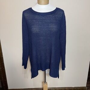 Lauren Ralph Lauren Sweater Women's XL Navy Lightweight Acrylic Classic
